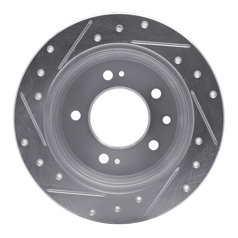 Hyundai Tucson Brake Rotor (1) - Rear Right - R1 Concepts - Drilled & Slotted - Silver - `09-`16